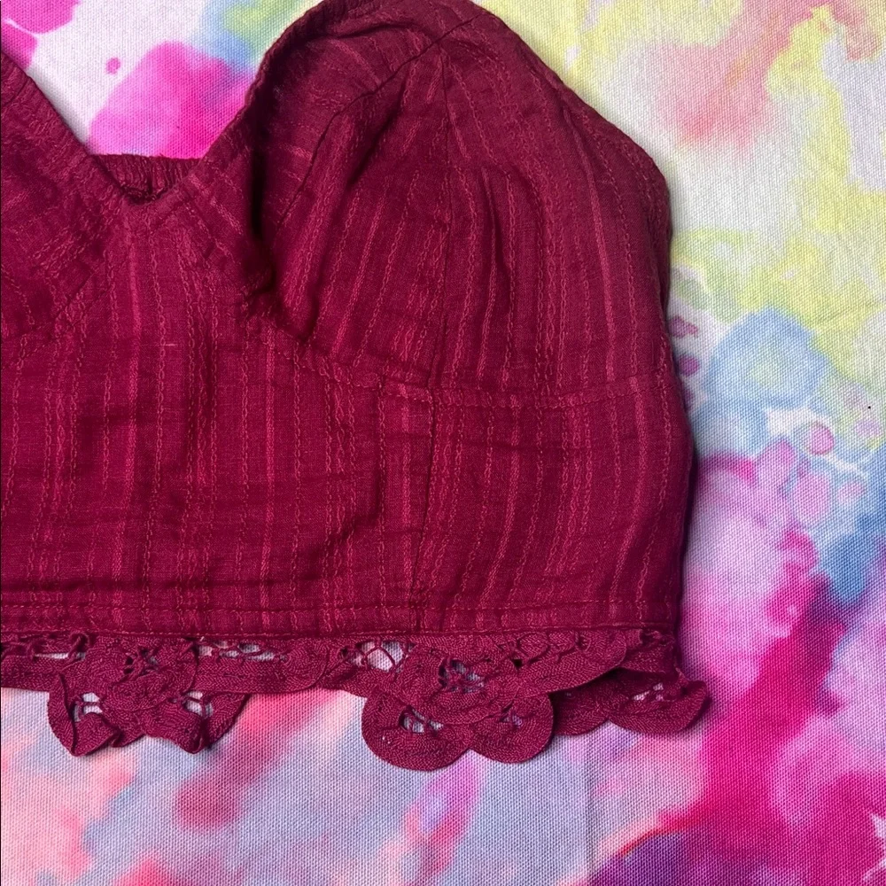 🌸 Free People Burgundy Red ish Crop Top • Lace Dreams 💖✨ - Picture 8 of 10